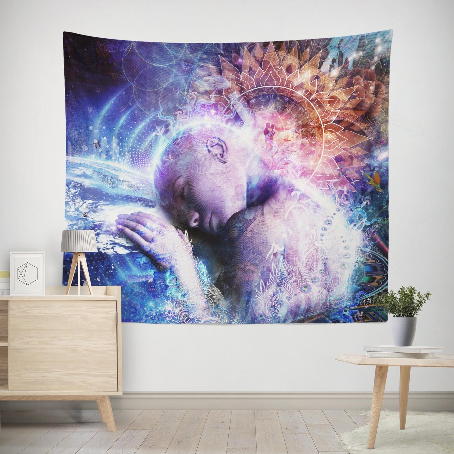 Cosmic love wall tapestry