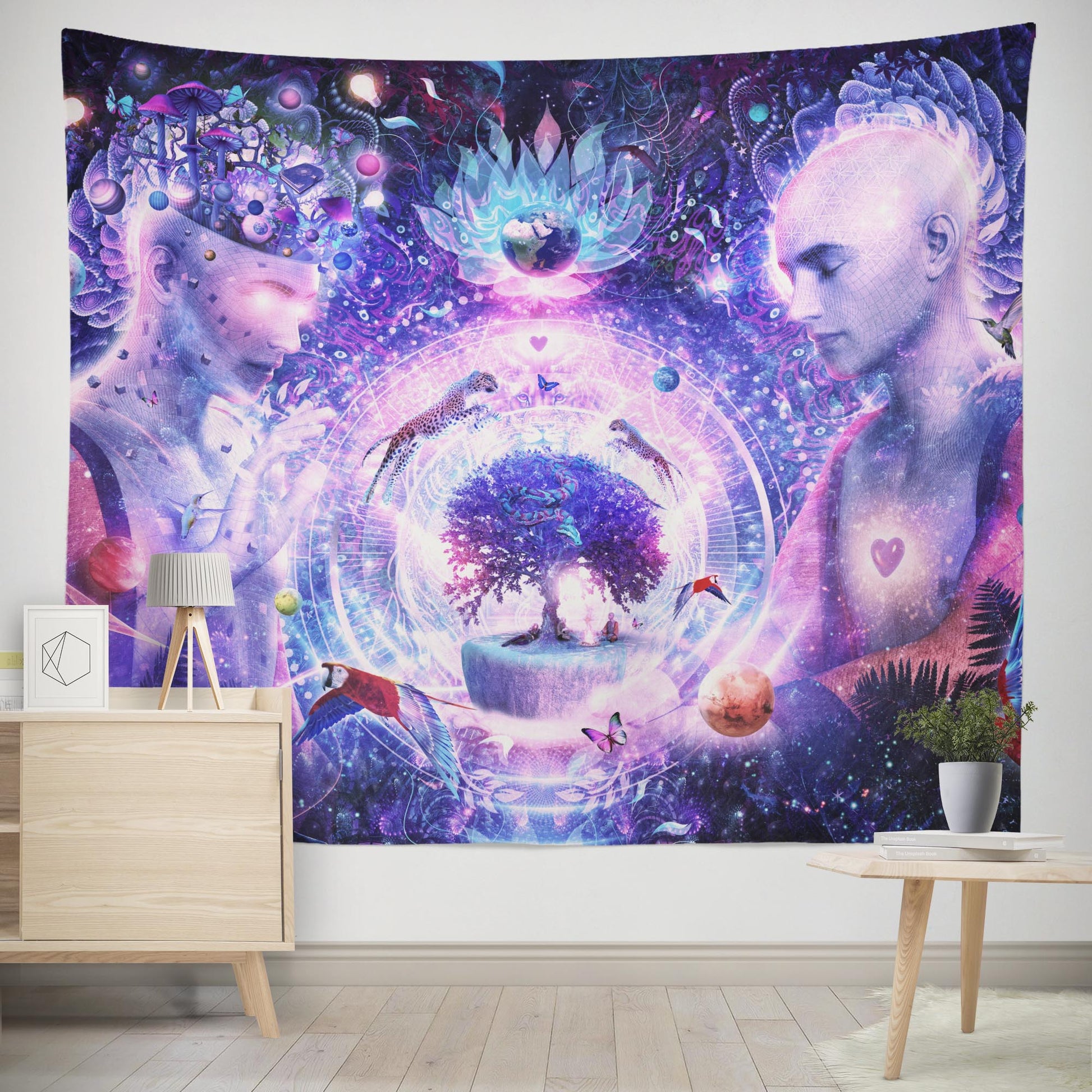 Trippy Magic Mushroom psychedelic wall tapestry