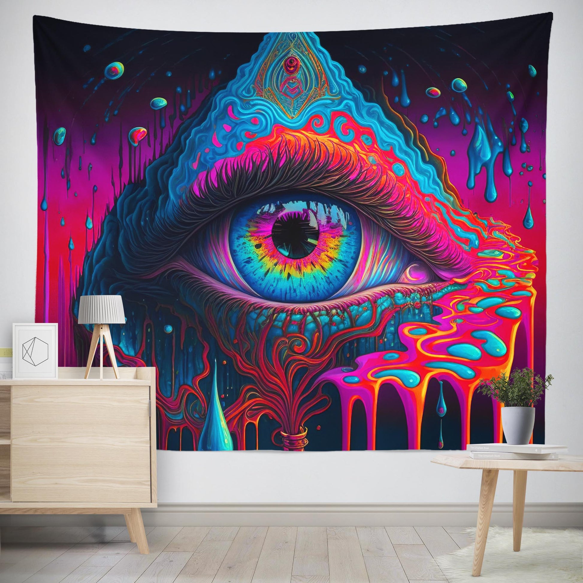 trippy eye tapestry wall hanging