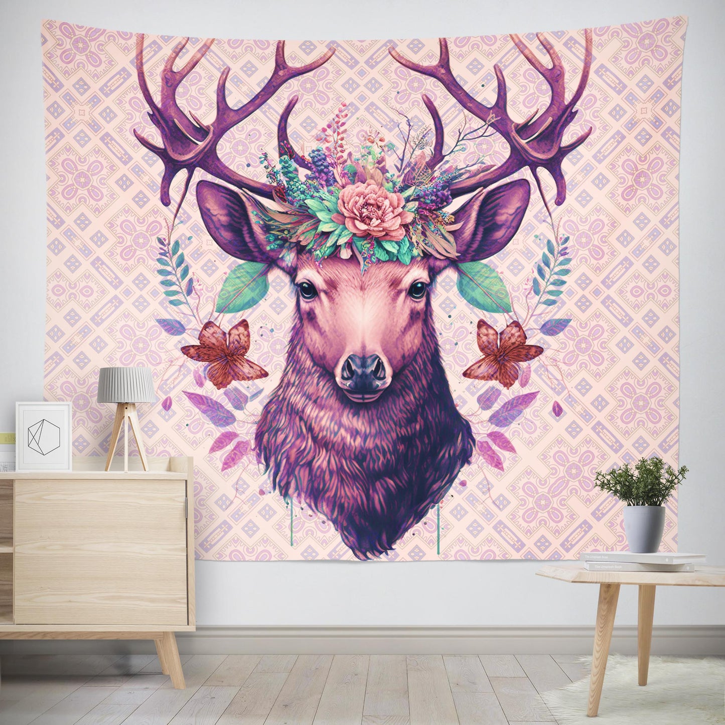 boho deer animal tapestry wall hanging decor