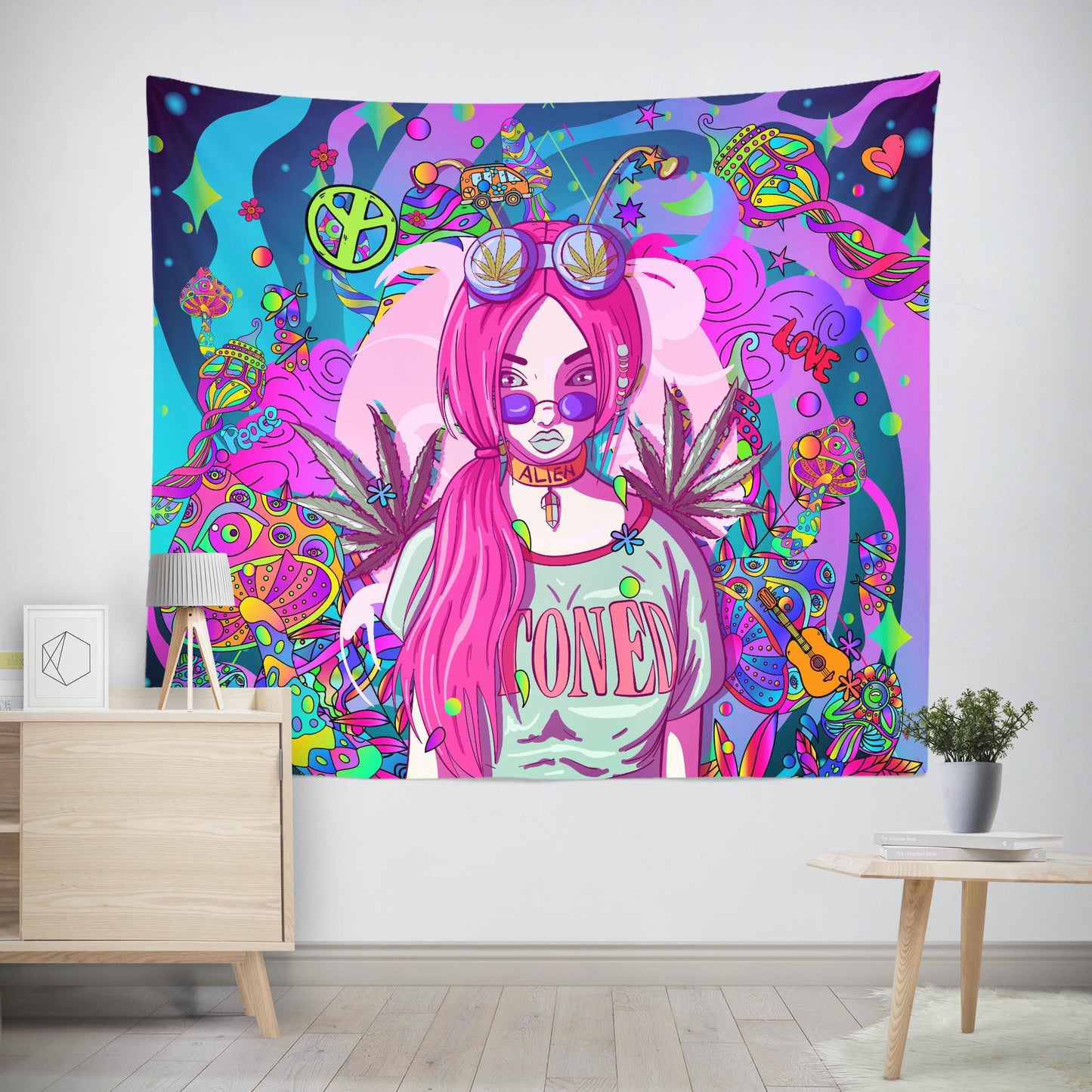 Cosmic Hippie Girl Tapestry