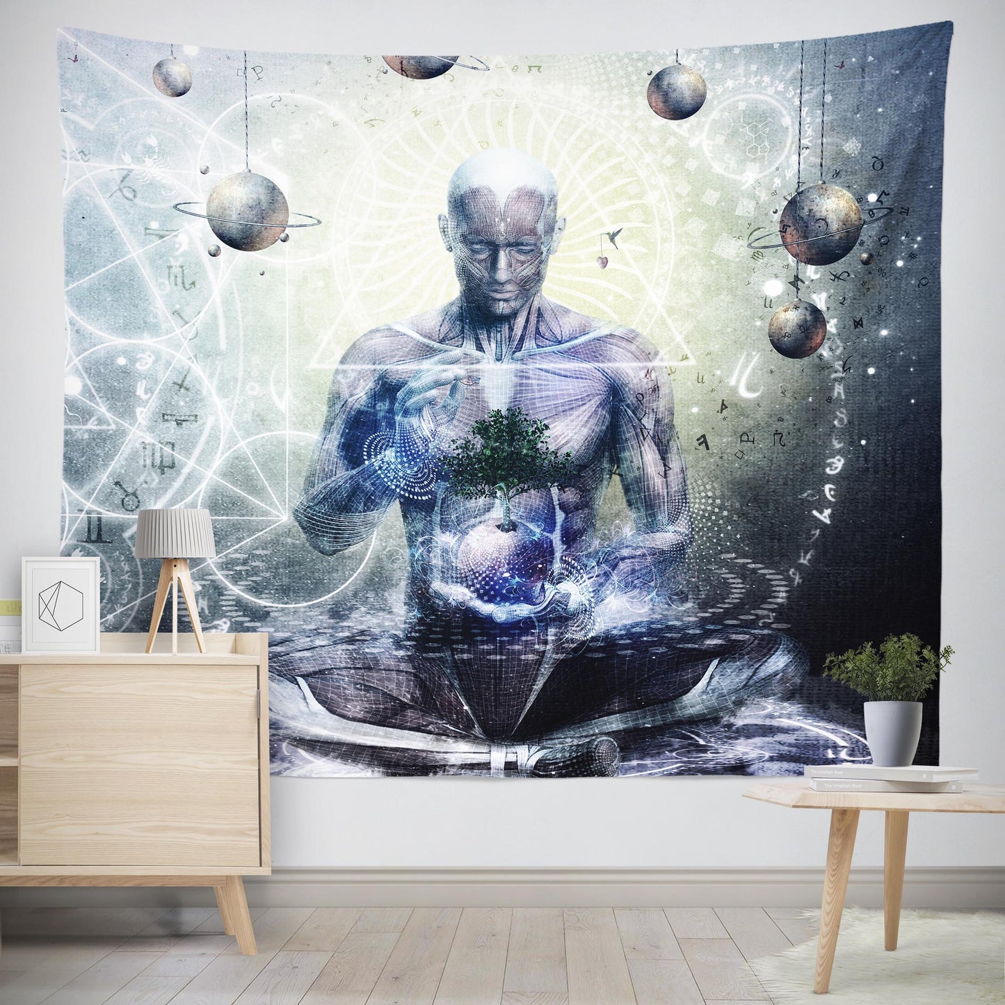 Lucid meditation spiritual wall tapestry by cameron gray