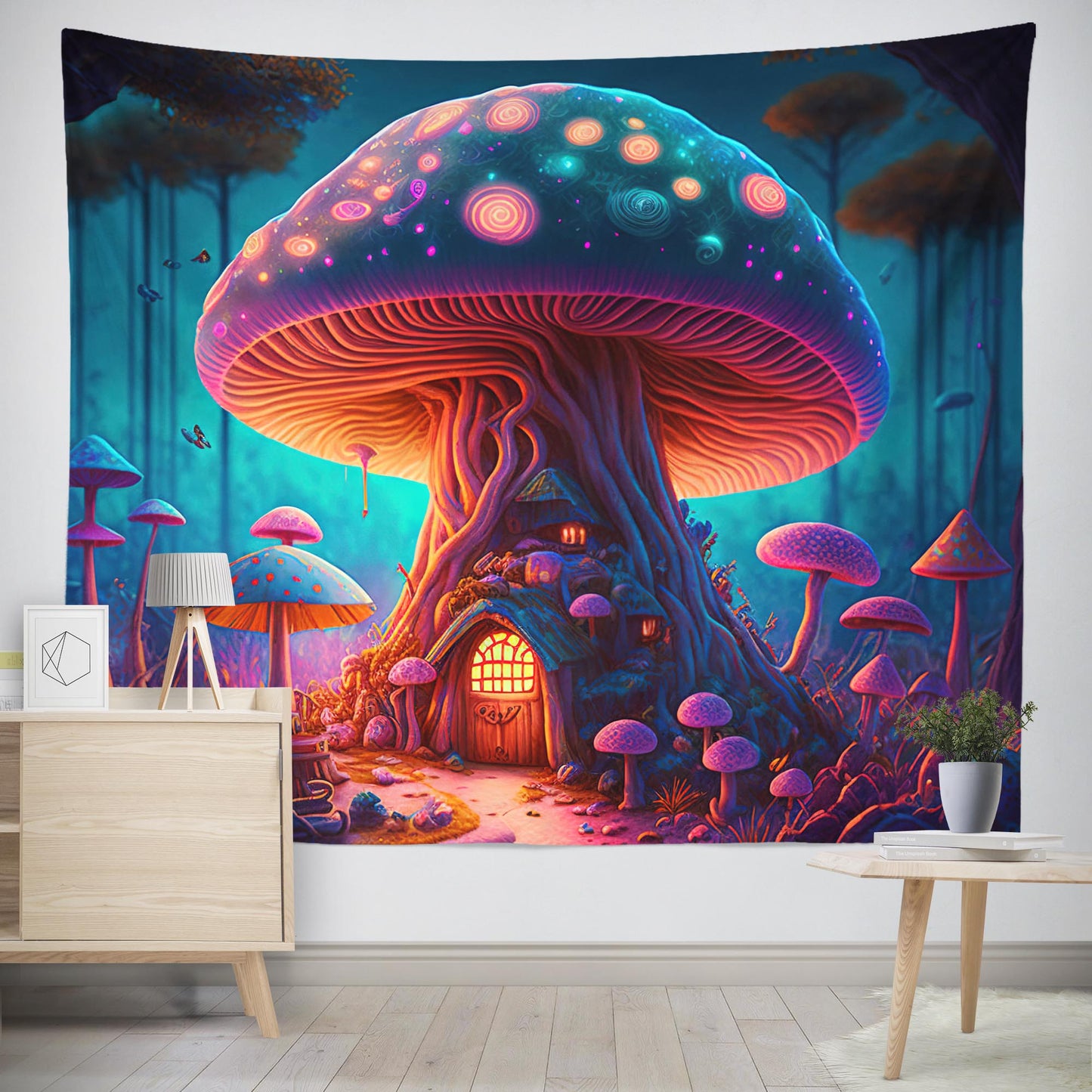magic mushroom tapestry wall hanging stoner wall decor room ideas