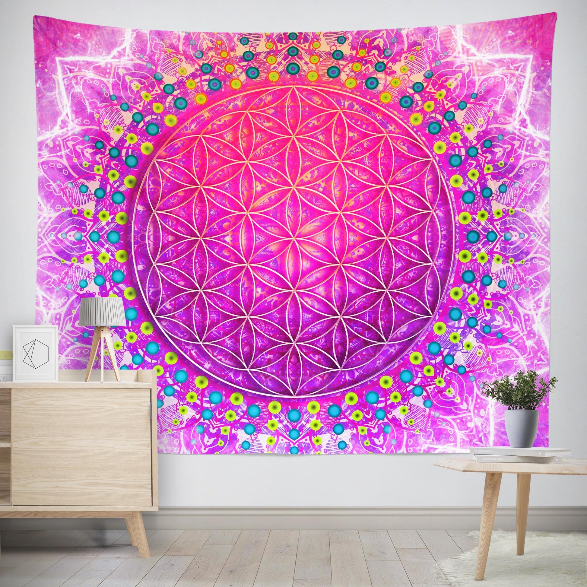 Extra large flower of life wall tapestry