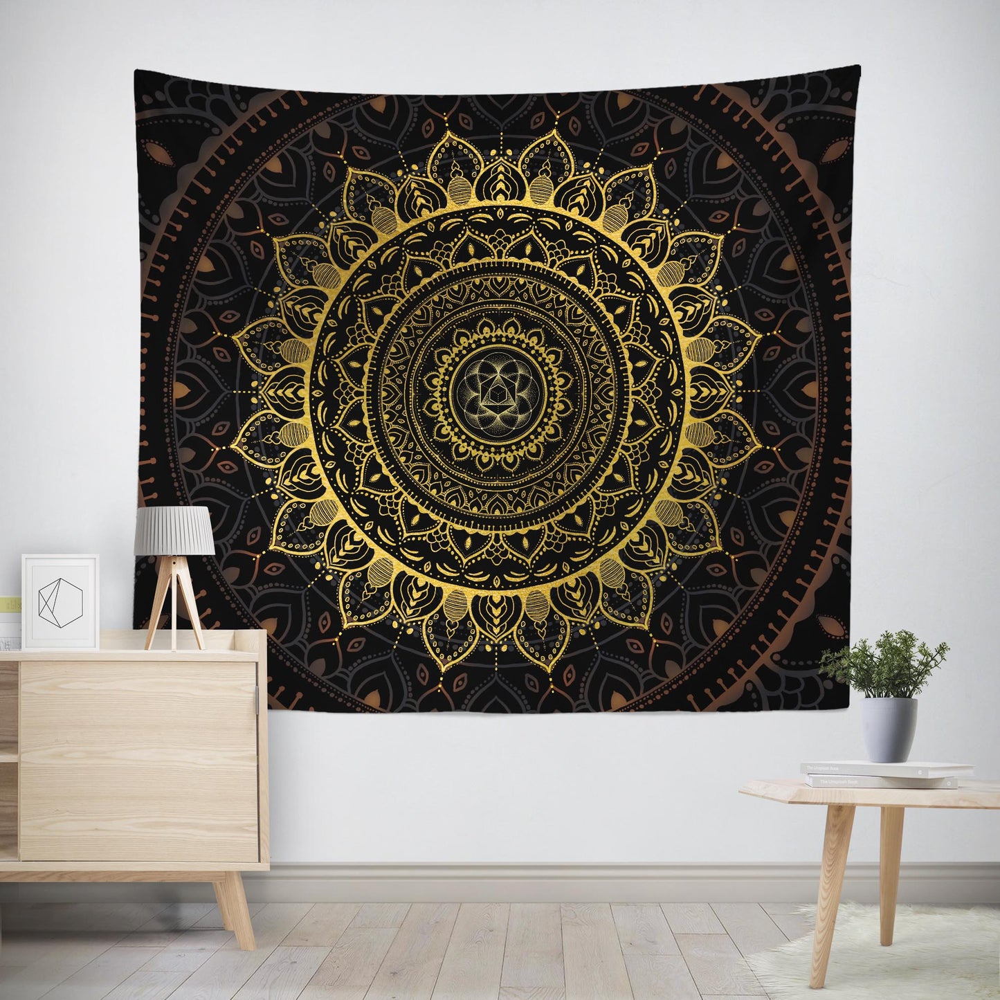 Gold Zen Mandala Tapestry