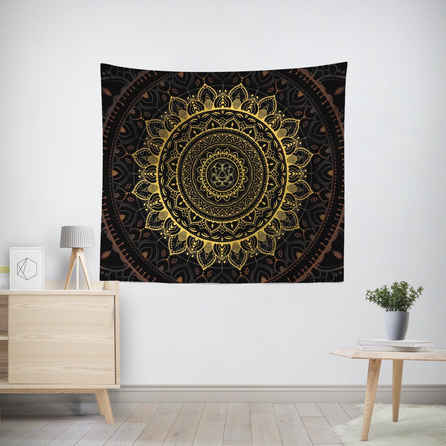 Gold Zen Mandala Tapestry