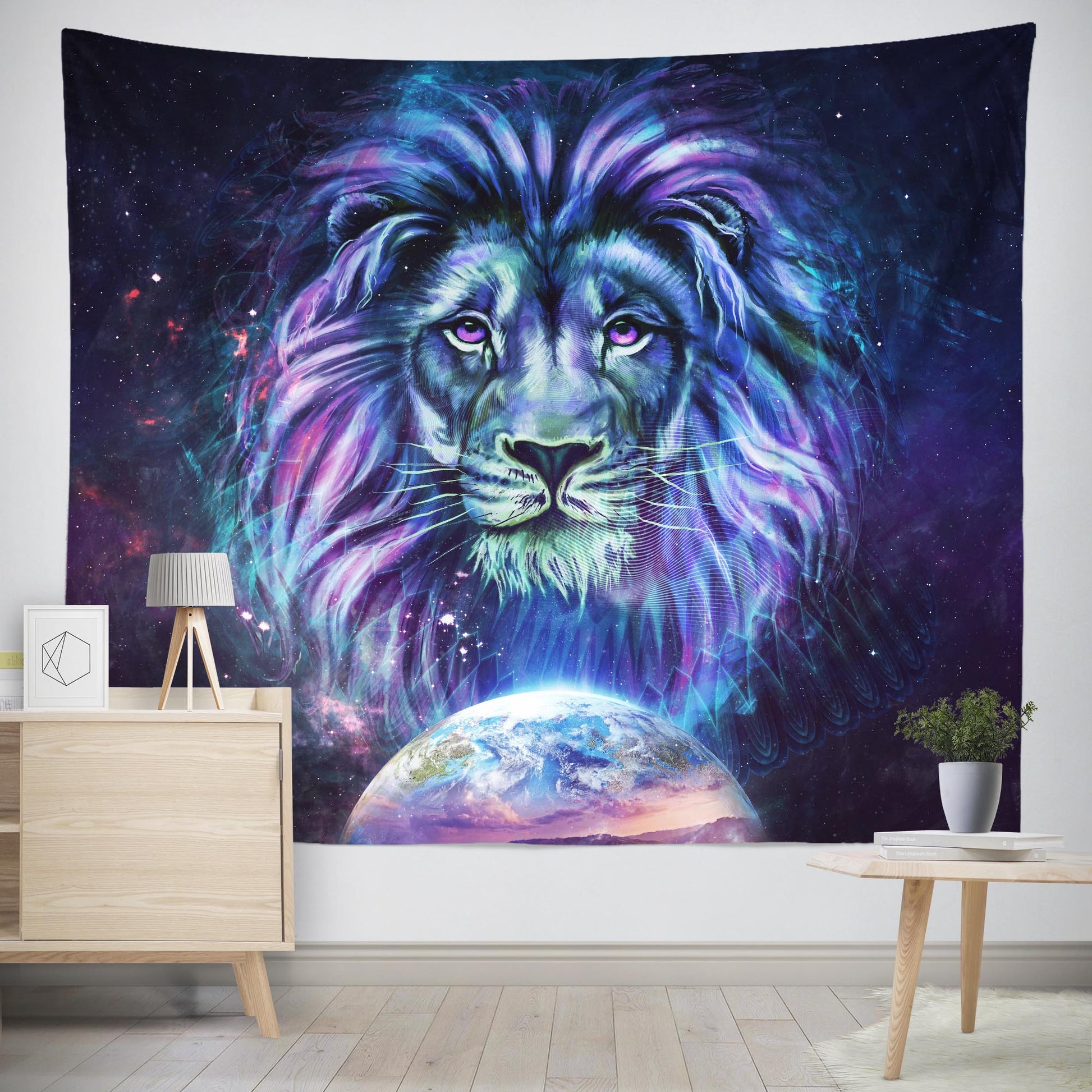 Extra large spirit lion wall tapestry