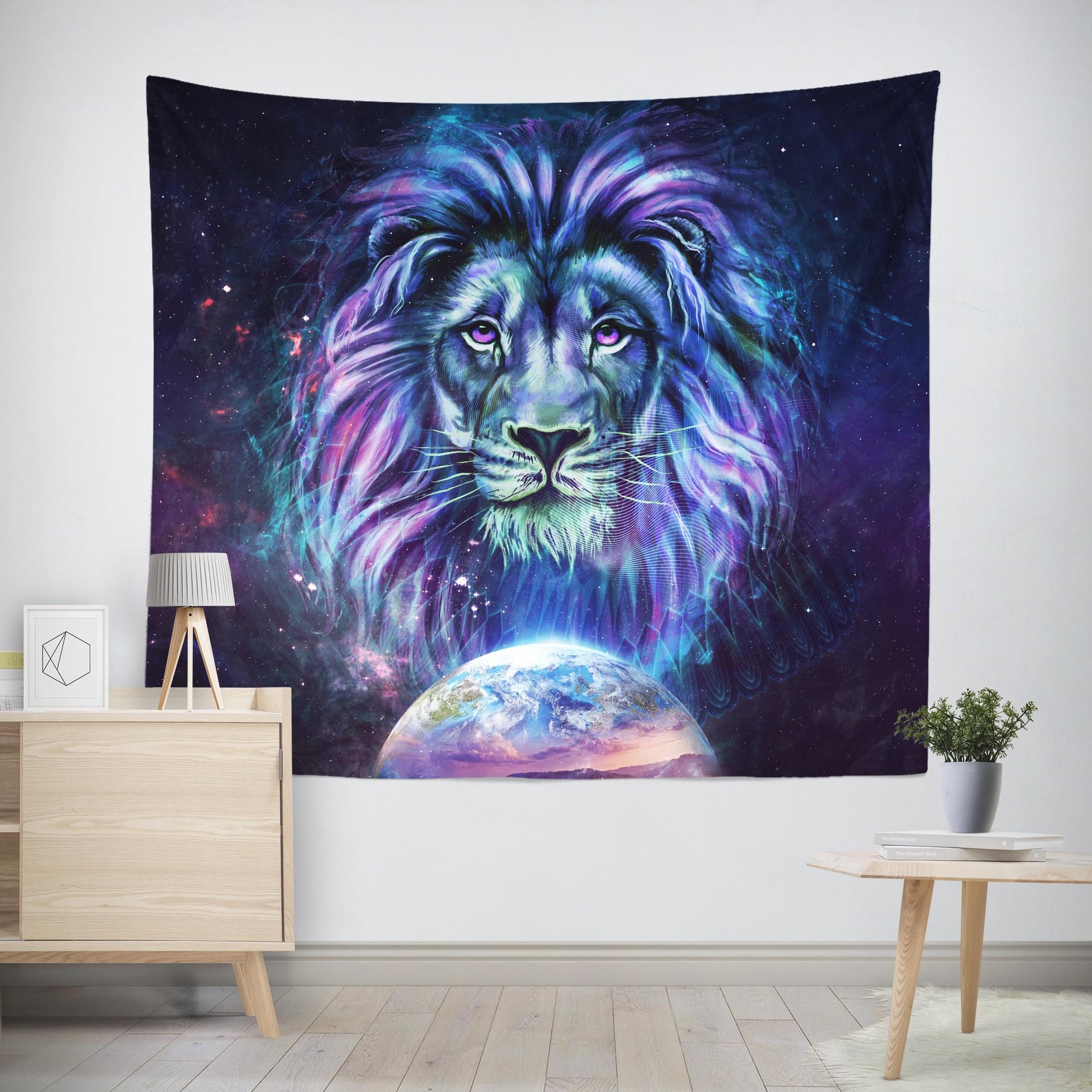 Psychedelic lion wall art tapestry