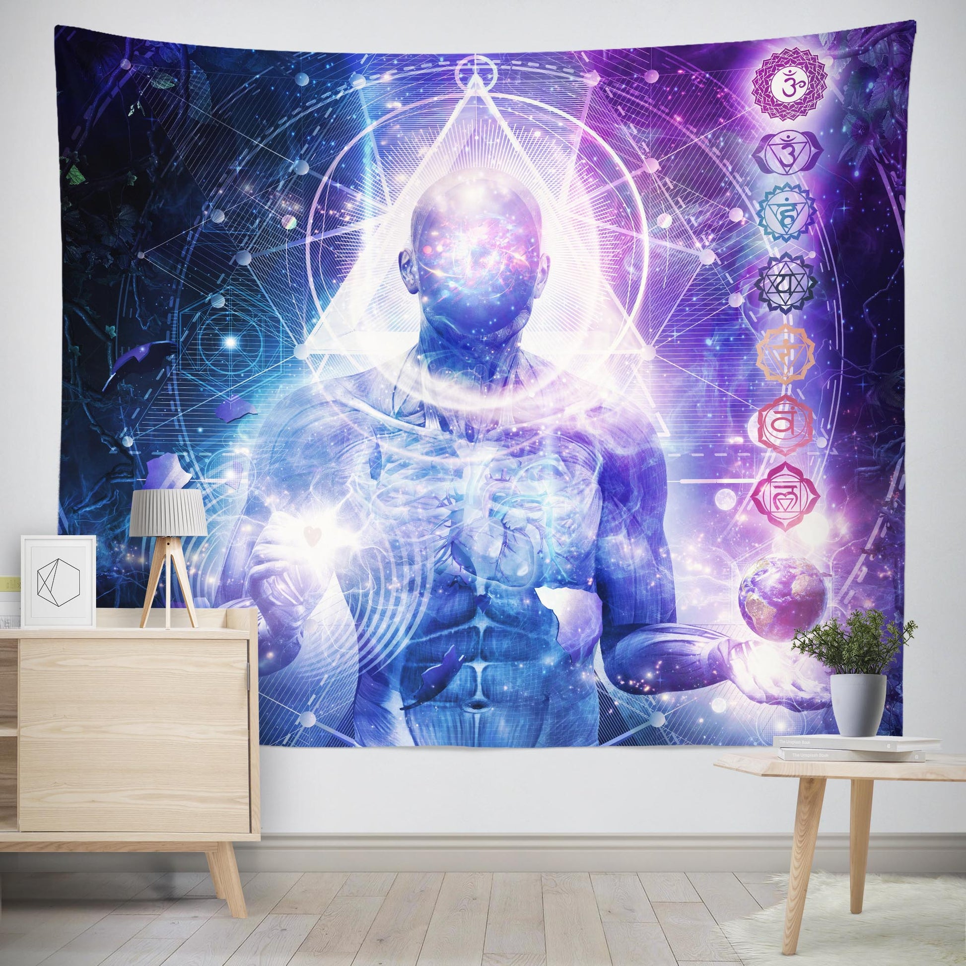 Cosmic chakra meditation wall tapestry 
