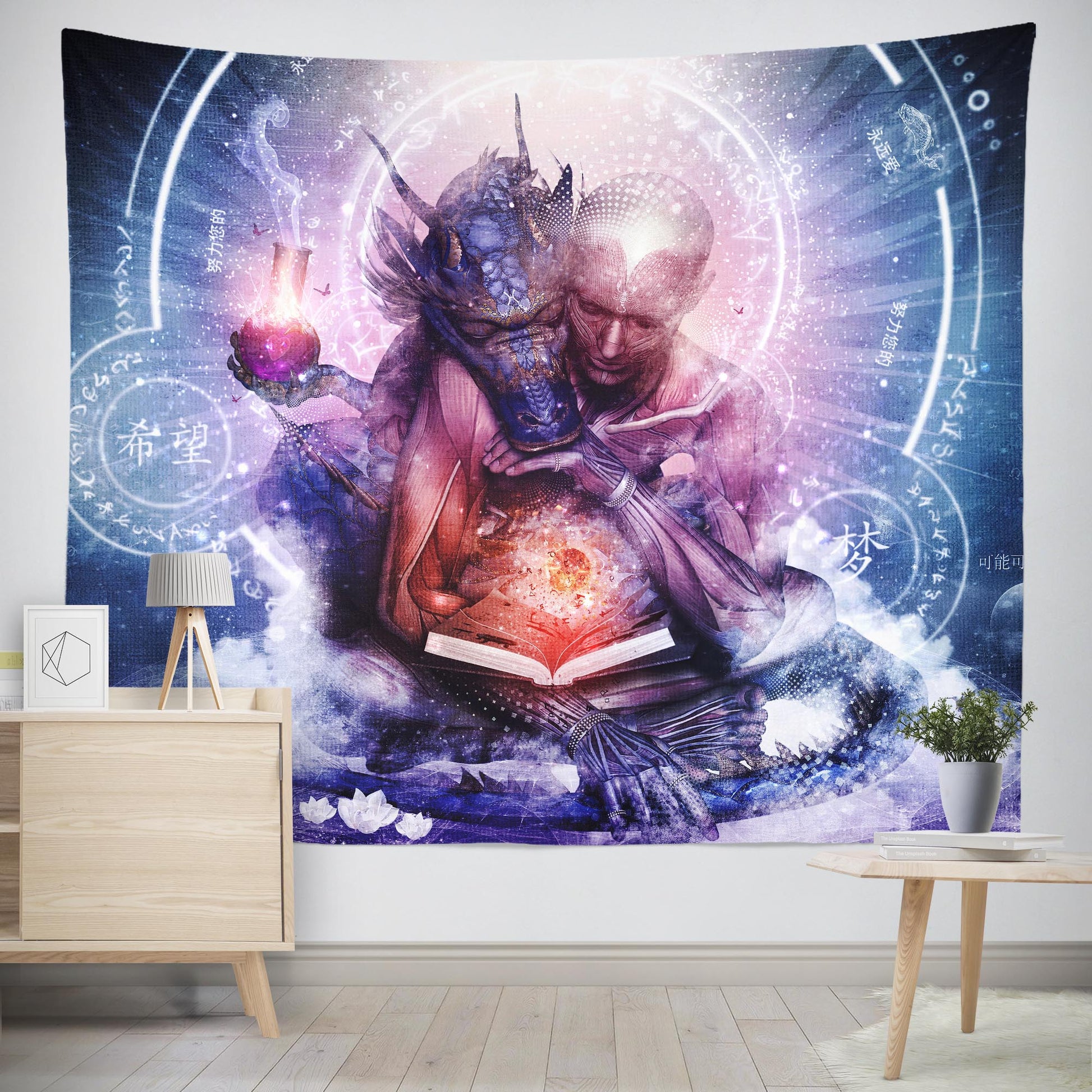 Extra large trippy psychedelic chinese dragon wall art tapestry