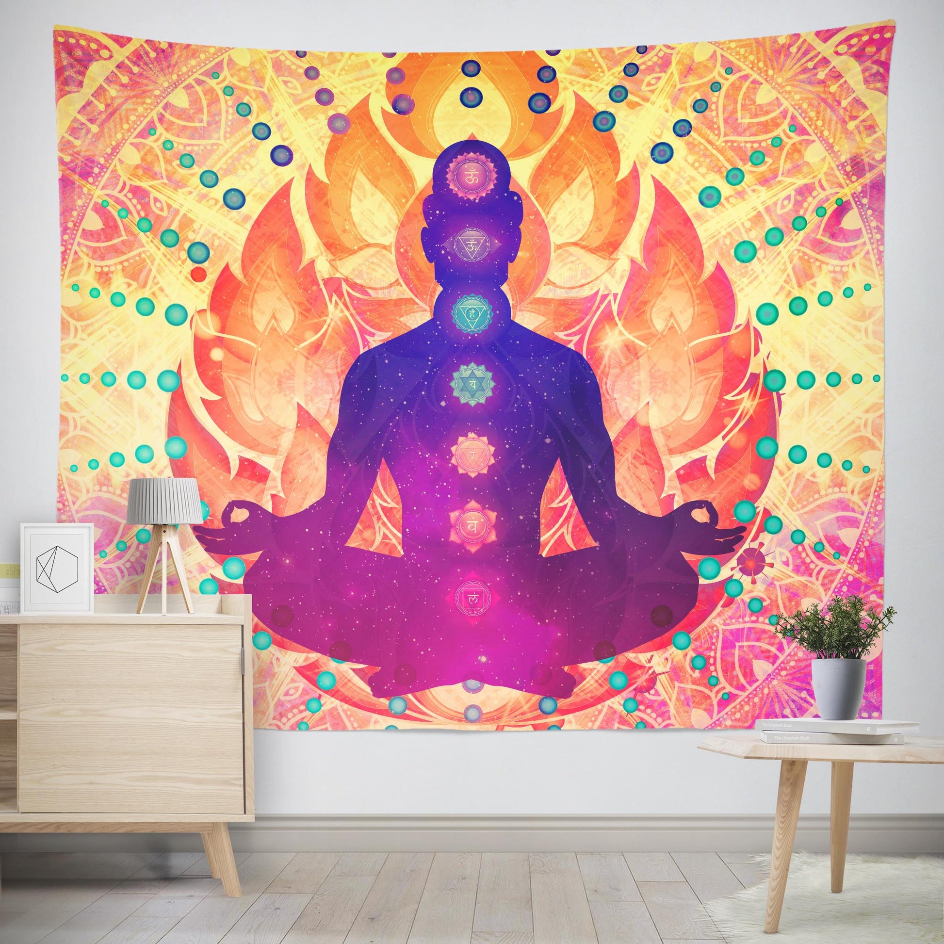 Extra large chakra meditation wall tapestries by Cameron Gray
