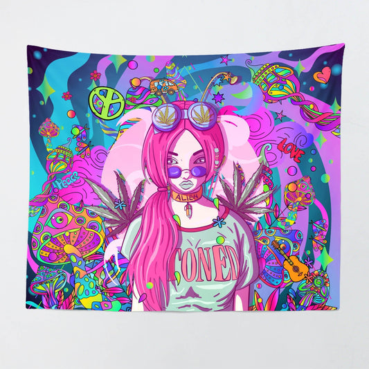 Cosmic Hippie Girl stoner wall tapestry